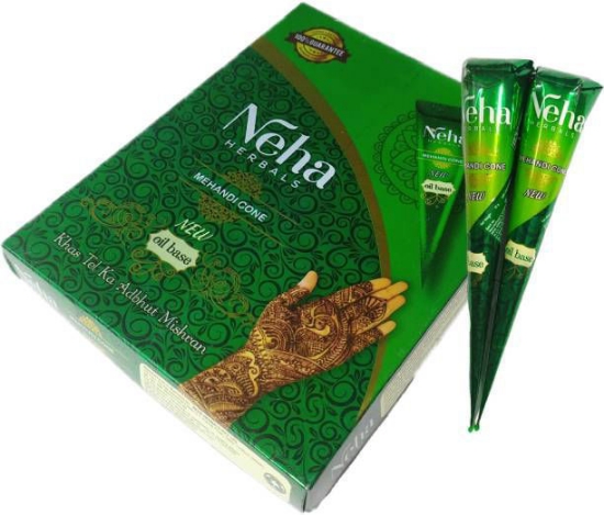 Bild von Neha Herbals Mehandi Cone New Oil Base 25gx12 Packets