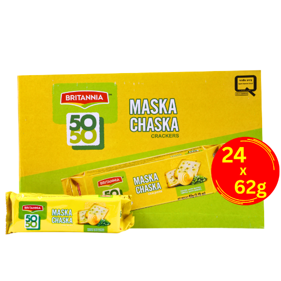 Picture of Britannia Fifty Fifty Chaska Maska Crackers Pack of 24x62g 